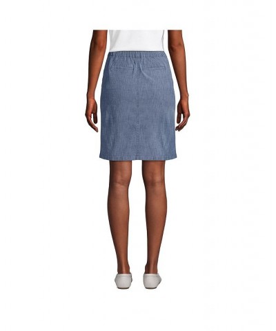 Women's Petite Mid Rise Elastic Waist Pull On Knockabout Chambray Skort Evening sky chambray $39.39 Skirts