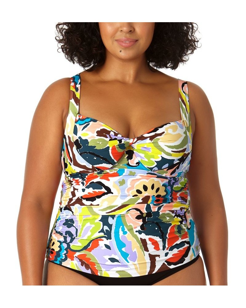 Plus Size Twisted Printed Tankini Top Paisley Multi Print $32.64 Swimsuits