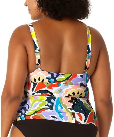 Plus Size Twisted Printed Tankini Top Paisley Multi Print $32.64 Swimsuits