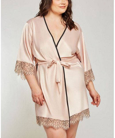 Plus Size Eyelash Flower Lace Wrap Robe Lingerie Online Only Blush $36.49 Lingerie