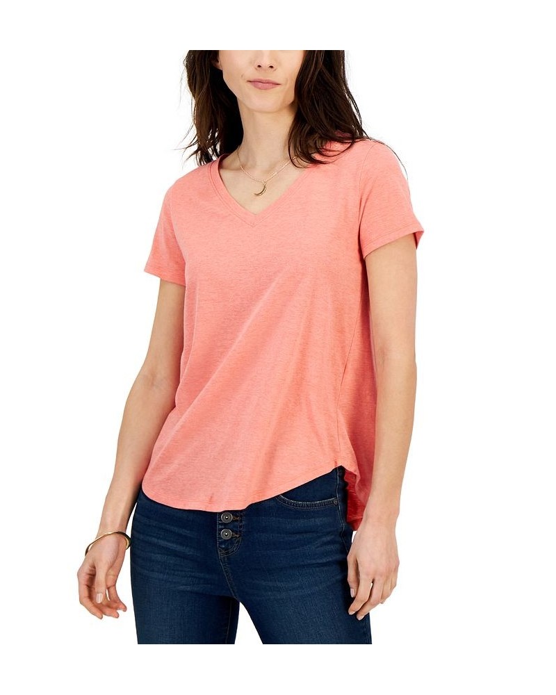 Women's V-Neck Perfect Short-Sleeve Top Red $10.79 Tops