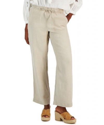 Women's Linen Drawstring-Waist Pants Flax $25.06 Pants
