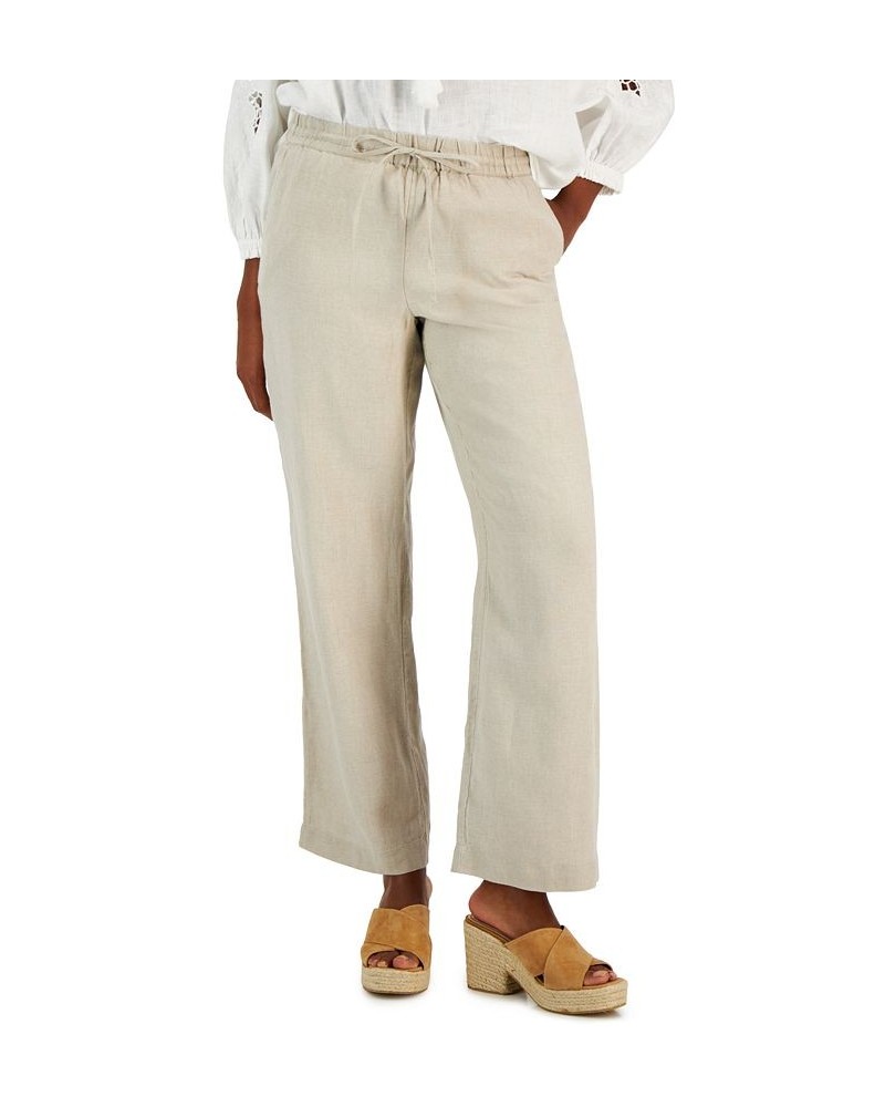 Women's Linen Drawstring-Waist Pants Flax $25.06 Pants