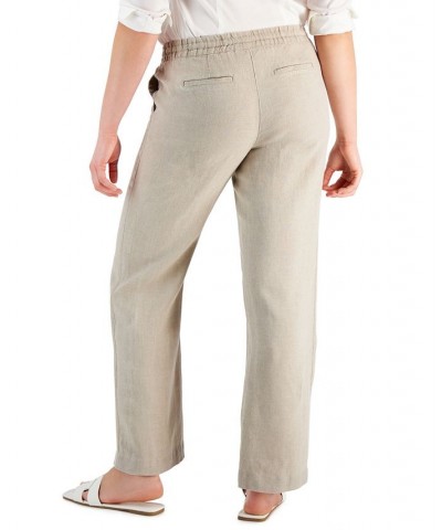 Women's Linen Drawstring-Waist Pants Flax $25.06 Pants