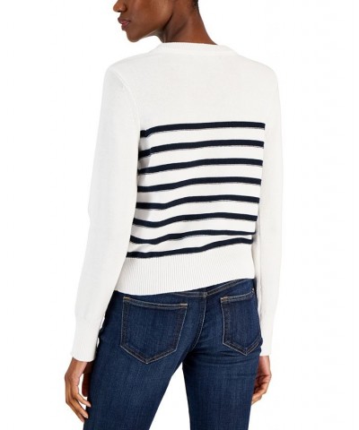 Women's Cotton Anchor Sweater Bright White/ Sky Captain $28.36 Sweaters