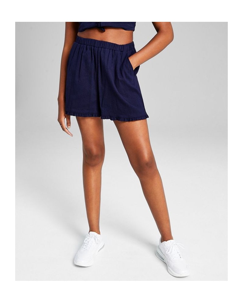 Women's High-Rise Pull-On Scalloped Shorts Blue $12.76 Shorts