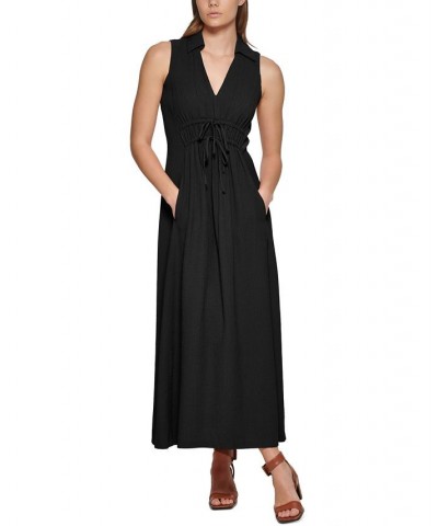 Women's V-Neck Sleeveless A-Line Maxi Dress Black $53.64 Dresses