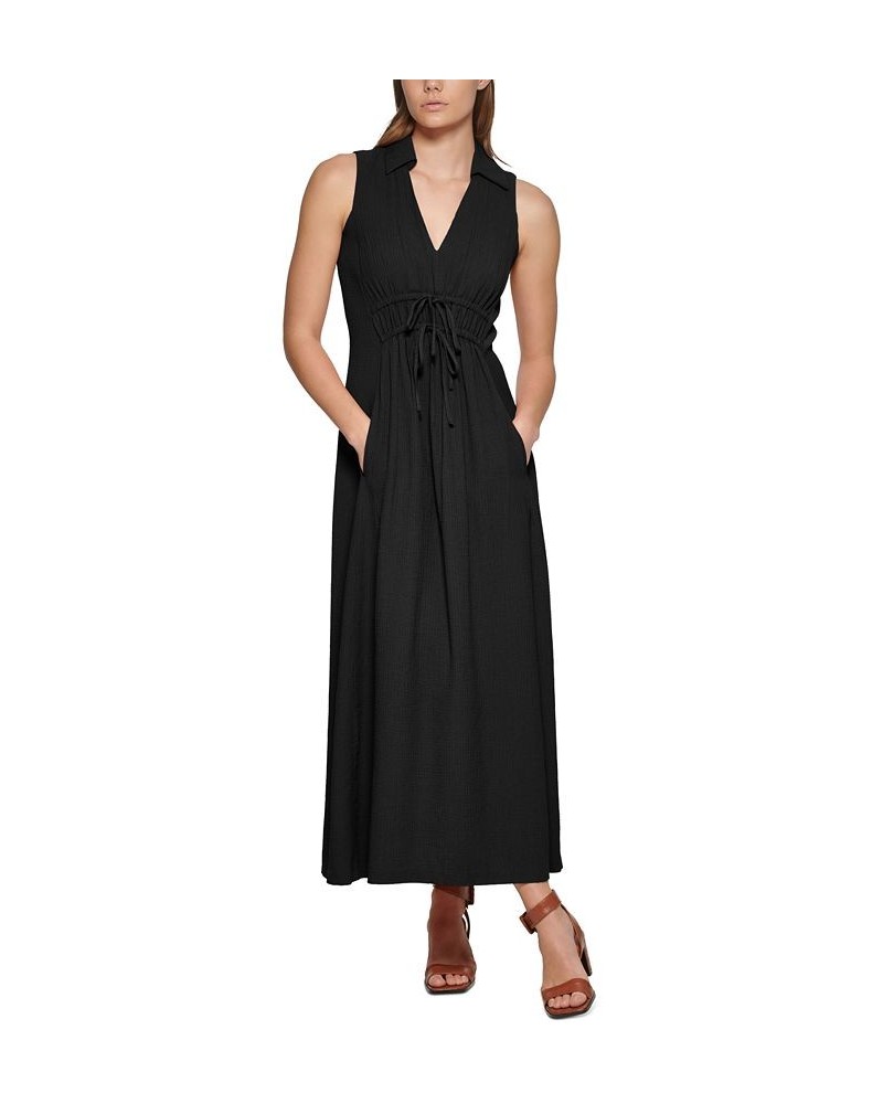 Women's V-Neck Sleeveless A-Line Maxi Dress Black $53.64 Dresses