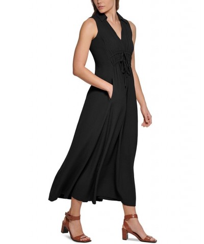 Women's V-Neck Sleeveless A-Line Maxi Dress Black $53.64 Dresses