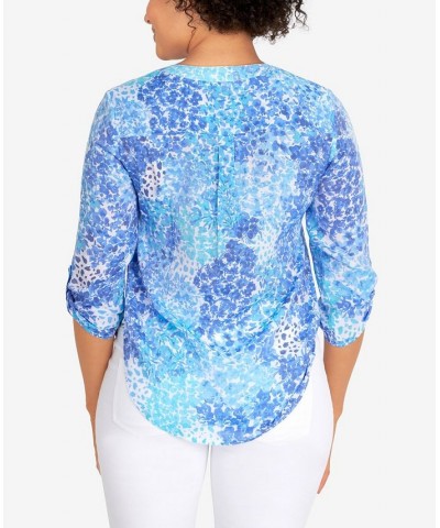 Petite Woven Floral Print Top Royal Multi $34.50 Tops