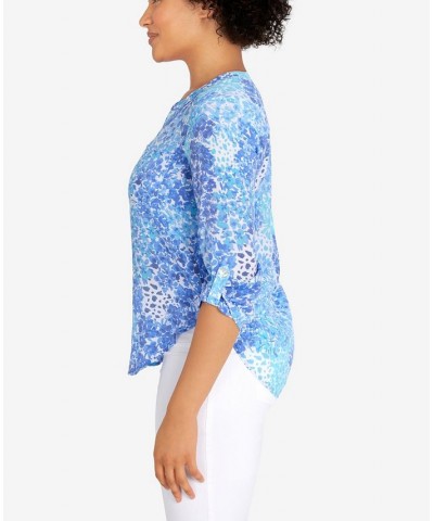 Petite Woven Floral Print Top Royal Multi $34.50 Tops