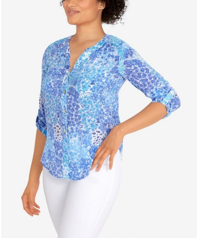 Petite Woven Floral Print Top Royal Multi $34.50 Tops