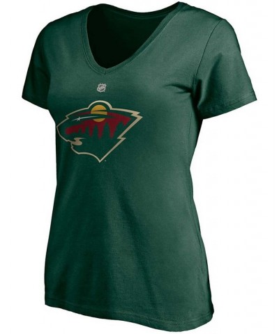 Women's Kirill Kaprizov Green Minnesota Wild Authentic Stack Name Number V-Neck T-shirt Green $18.90 Tops