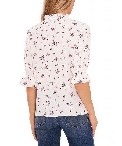 Women's Tie-Neck Floral-Print Blouse New Ivory $29.70 Tops