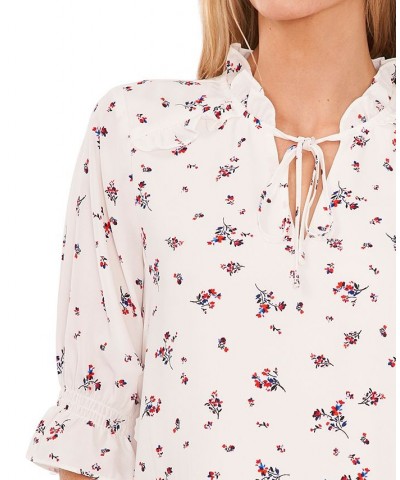 Women's Tie-Neck Floral-Print Blouse New Ivory $29.70 Tops