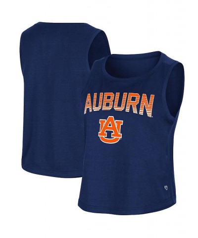 Women's Navy Auburn Tigers Hang Ten Scoop Neck Cropped Tank Top Navy $20.29 Tops