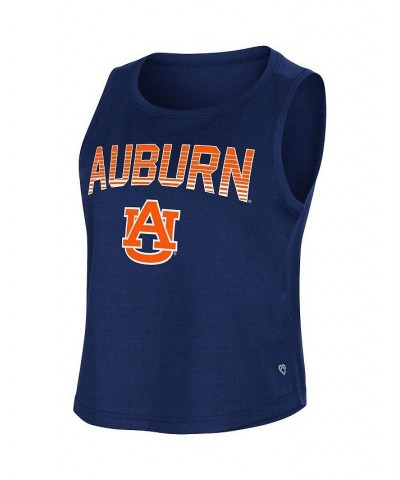 Women's Navy Auburn Tigers Hang Ten Scoop Neck Cropped Tank Top Navy $20.29 Tops