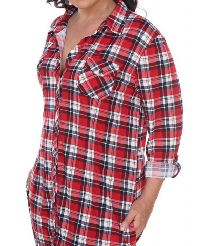 Plus Piper Stretchy Plaid Tunic Green $30.38 Tops