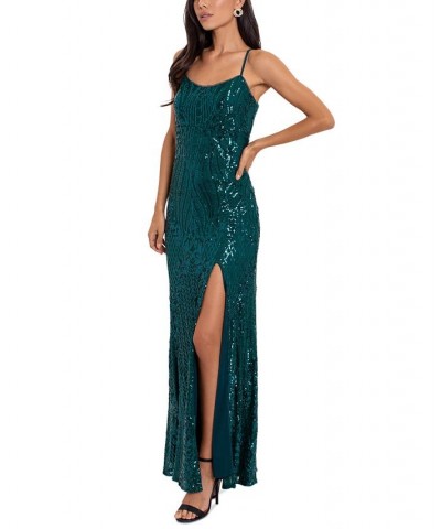 Petite Sequined Front-Slit Gown Green $134.89 Dresses