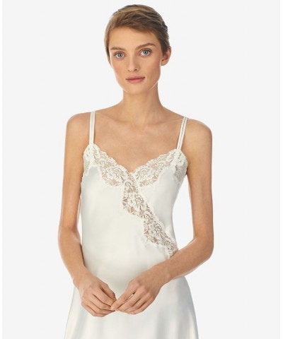 Lace-Trim Satin Chemise Nightgown Lingerie Ivory $32.90 Sleepwear