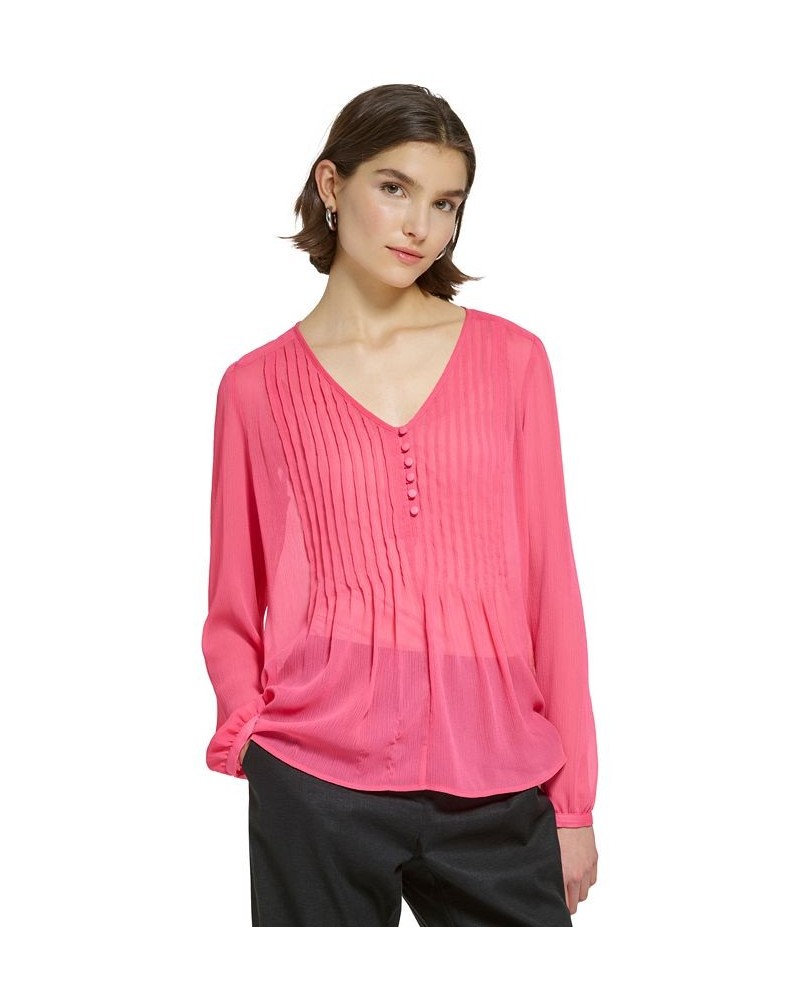 Women's Pintuck-Pleat Chiffon Blouse Rosebud $39.16 Tops