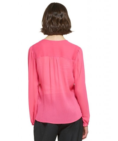 Women's Pintuck-Pleat Chiffon Blouse Rosebud $39.16 Tops