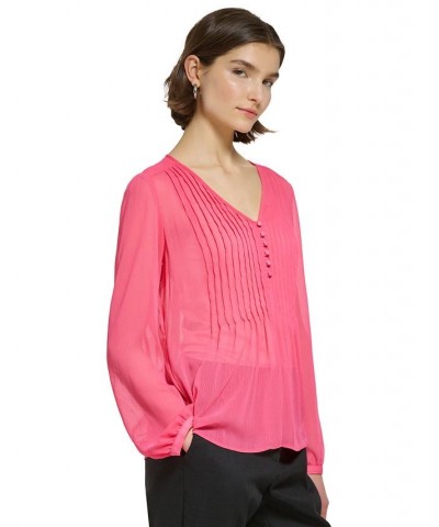 Women's Pintuck-Pleat Chiffon Blouse Rosebud $39.16 Tops