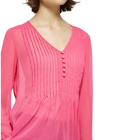 Women's Pintuck-Pleat Chiffon Blouse Rosebud $39.16 Tops