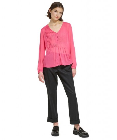 Women's Pintuck-Pleat Chiffon Blouse Rosebud $39.16 Tops