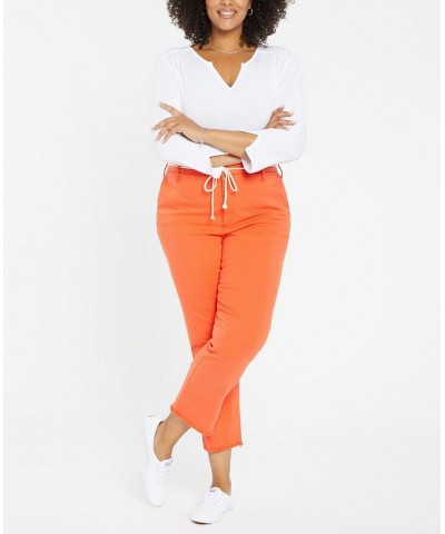 Plus Size Relaxed Trouser Pant with Frayed Hems and Cord Belt Tan/Beige $36.43 Pants