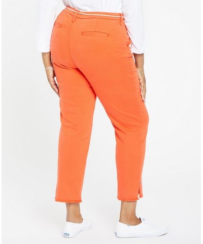 Plus Size Relaxed Trouser Pant with Frayed Hems and Cord Belt Tan/Beige $36.43 Pants