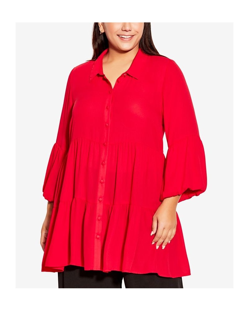 Plus Size Enchant Tunic Top Crimson $27.52 Tops