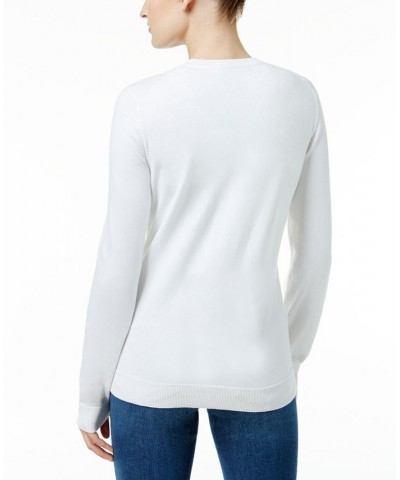 Petite Crew-Neck Cardigan White $15.67 Sweaters