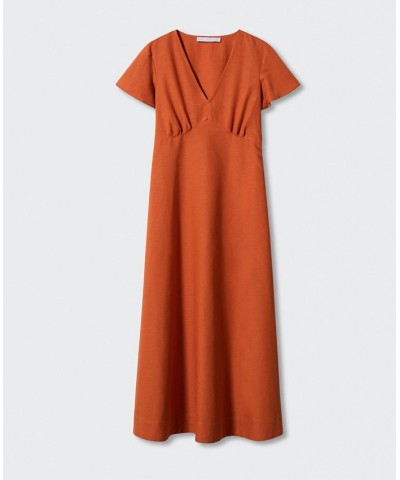 Women's V-Neckline Dress Orange $39.60 Dresses