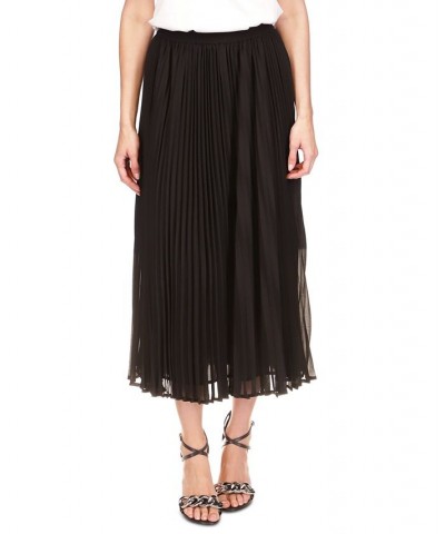 Women's Pleated Slit Midi Skirt Black $37.97 Skirts