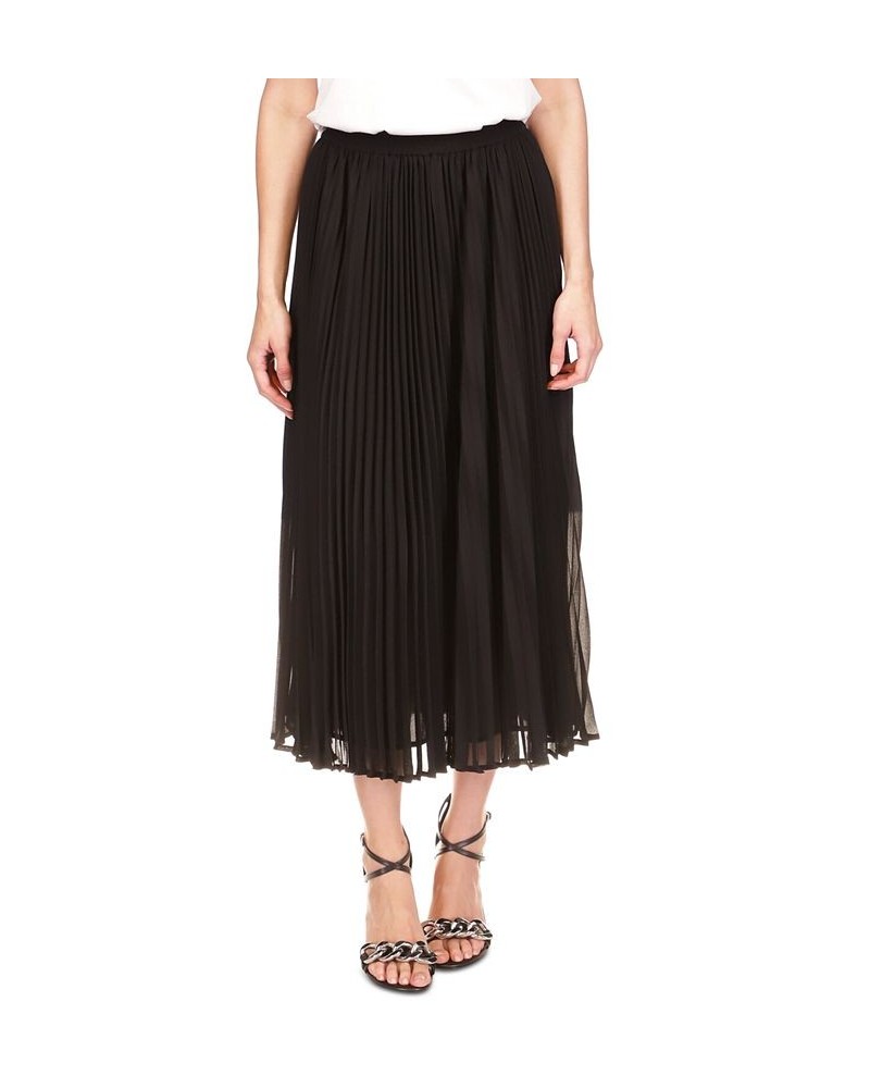 Women's Pleated Slit Midi Skirt Black $37.97 Skirts