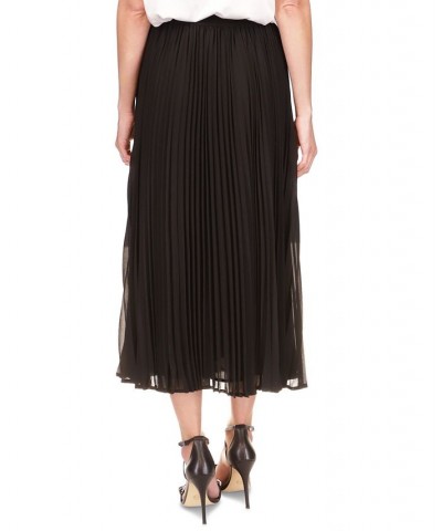 Women's Pleated Slit Midi Skirt Black $37.97 Skirts