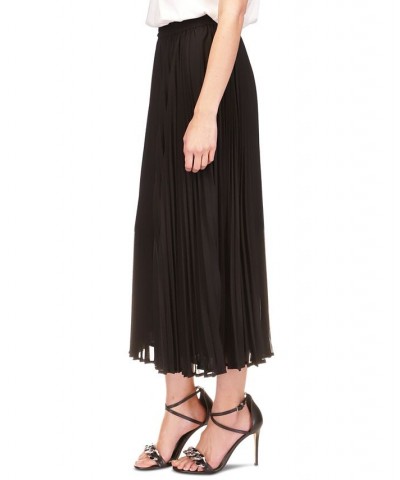 Women's Pleated Slit Midi Skirt Black $37.97 Skirts