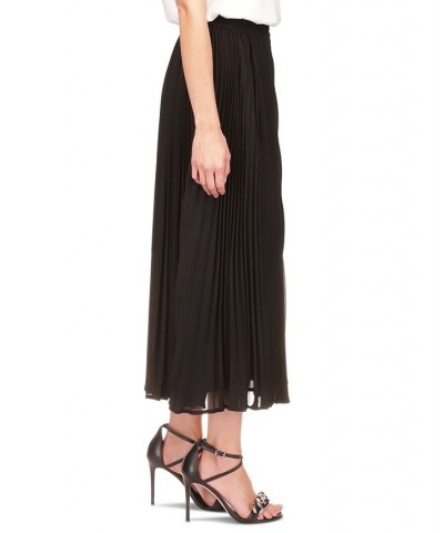 Women's Pleated Slit Midi Skirt Black $37.97 Skirts