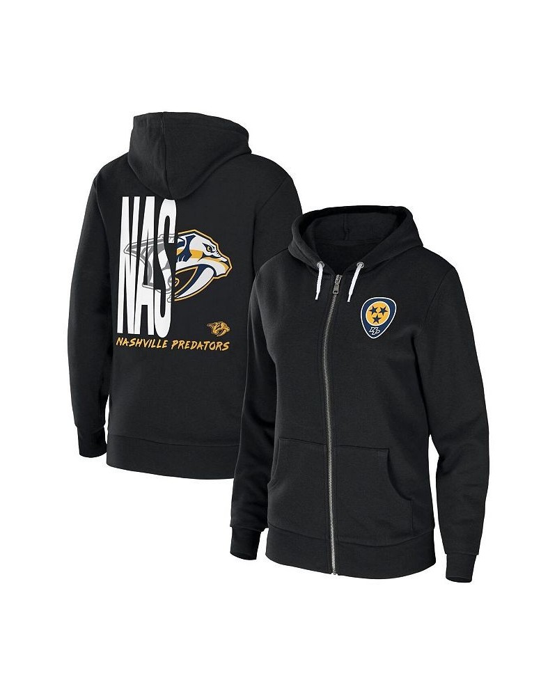 Women's Black Nashville Predators Sponge Fleece Full-Zip Hoodie Black $40.50 Sweatshirts