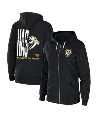 Women's Black Nashville Predators Sponge Fleece Full-Zip Hoodie Black $40.50 Sweatshirts