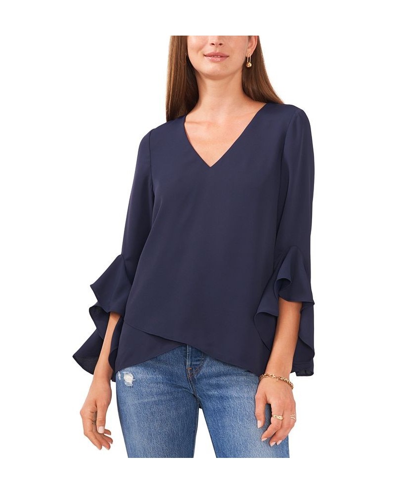 Women's Flutter-Sleeve Top Classic Navy $50.49 Tops