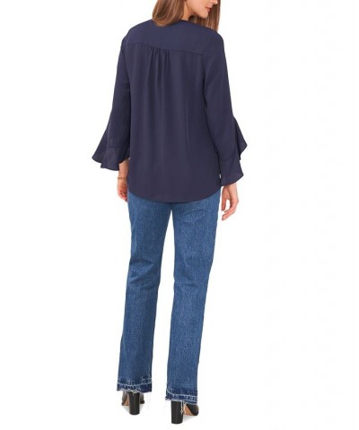 Women's Flutter-Sleeve Top Classic Navy $50.49 Tops