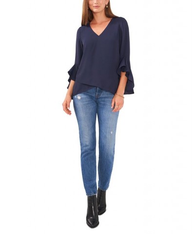 Women's Flutter-Sleeve Top Classic Navy $50.49 Tops