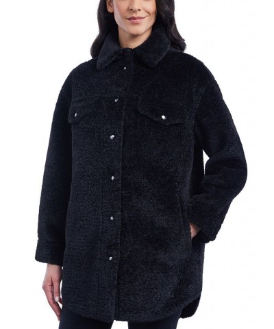 Women's Fleece Shacket Black $83.20 Coats