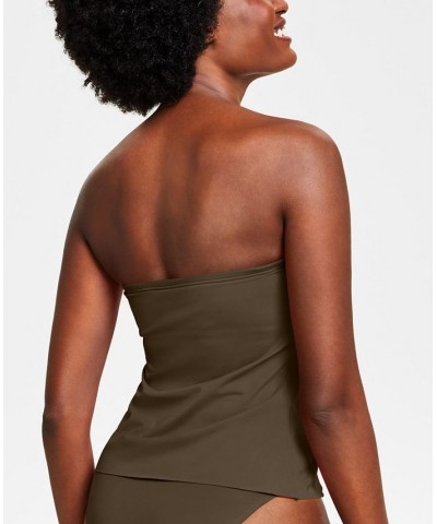 Riviera Draped Tankini Top & High-Waist Bottoms Dark Fatigue Green $35.36 Swimsuits