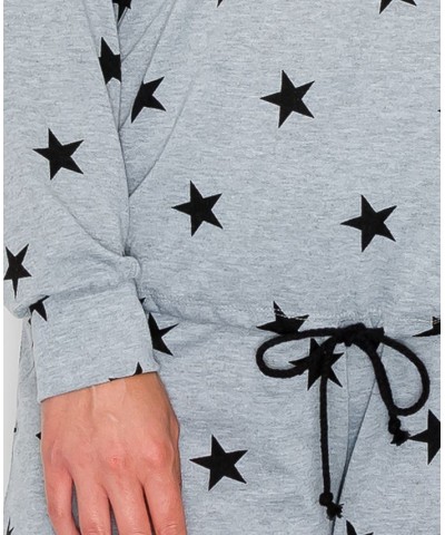 Plus Size Star Long Sleeve Pullover Top Gray $33.06 Tops