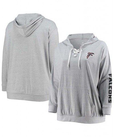 Women's Plus Size Heathered Gray Atlanta Falcons Lace-Up Pullover Hoodie Heathered Gray $31.85 Sweatshirts