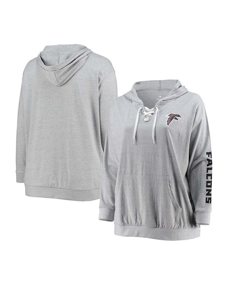 Women's Plus Size Heathered Gray Atlanta Falcons Lace-Up Pullover Hoodie Heathered Gray $31.85 Sweatshirts