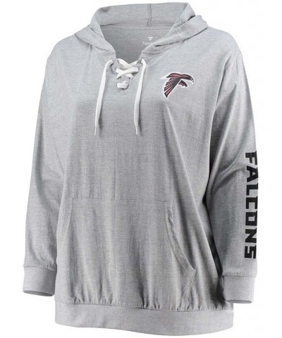 Women's Plus Size Heathered Gray Atlanta Falcons Lace-Up Pullover Hoodie Heathered Gray $31.85 Sweatshirts